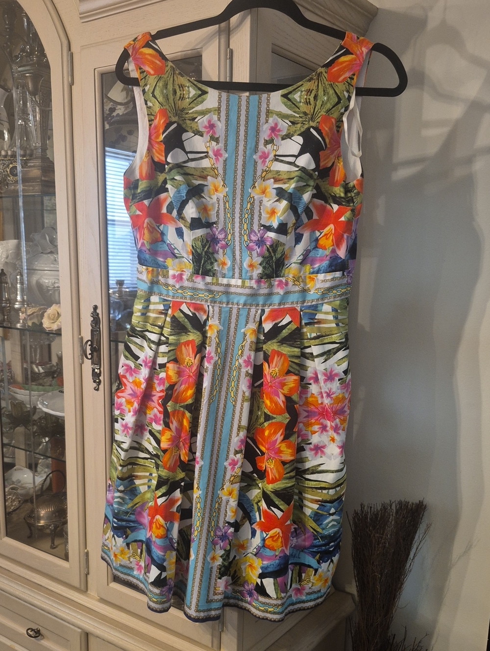 Tropical Floral Fit & Flare Dress in Multicolor